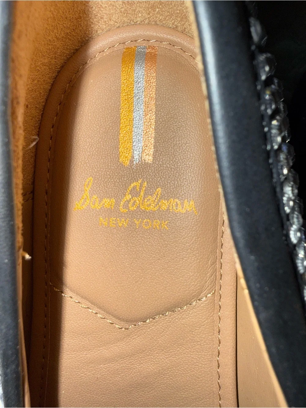 New Sam Edelman Black Crystal Loafers